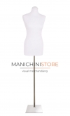 Busto donna in tessuto bianco con base cromata 