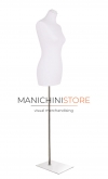Busto donna in tessuto bianco con base cromata 