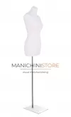 Busto donna in tessuto bianco con base rettangolare cromata
