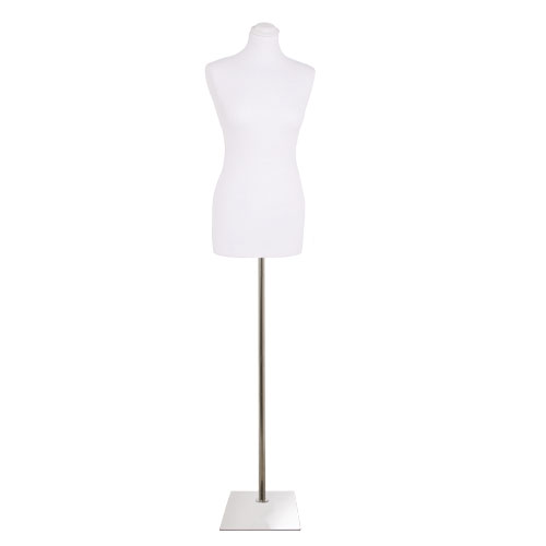 Busto donna in tessuto bianco con base cromata 
