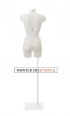 Busto manichino donna in plastica bianca con base