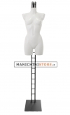 Busto manichino donna precolorato bianco con base a scaletta