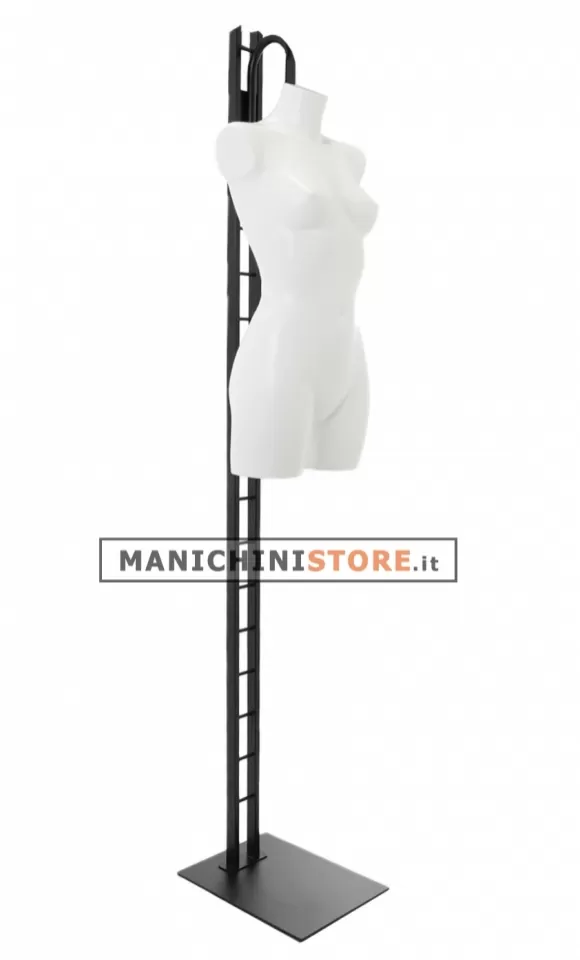 Busto manichino donna precolorato bianco con base a scaletta