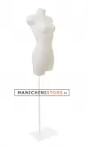 Busto manichino donna in plastica bianca con base