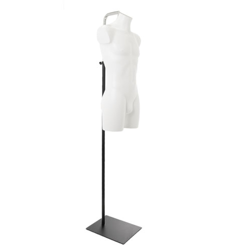 Busto manichino uomo precolorato bianco con base con attacco collo
