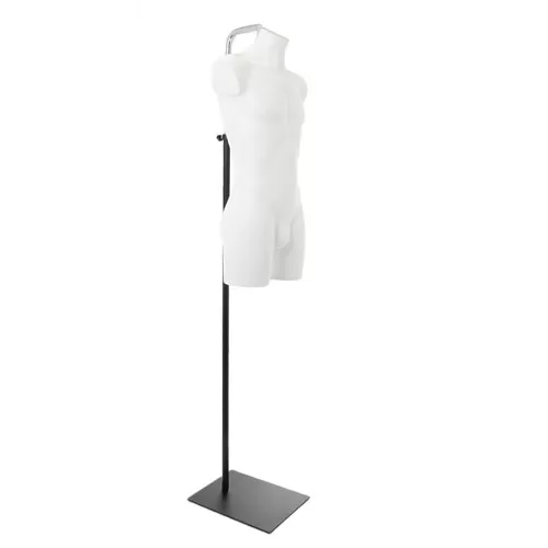 Busto manichino uomo precolorato bianco con base con attacco collo