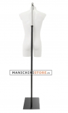 Busto manichino uomo precolorato bianco con base con attacco collo