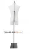 Busto manichino uomo precolorato bianco con base con attacco collo