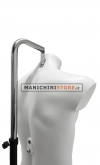 Busto manichino uomo precolorato bianco con base con attacco collo