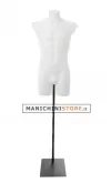 Busto manichino uomo precolorato bianco con base con attacco collo