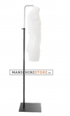 Busto manichino uomo precolorato bianco con base con attacco collo