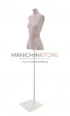 Busto donna in cartapesta con base quadra - argilla