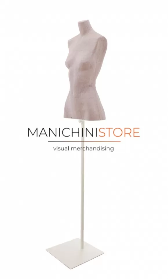 Busto donna in cartapesta con base quadra - argilla