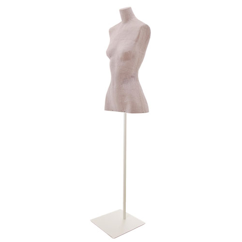 Busto donna in cartapesta con base quadra - argilla