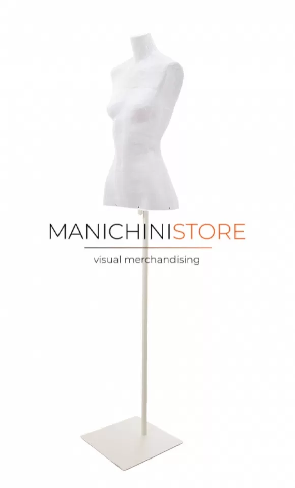 Busto donna in cartapesta con base quadra - bianco