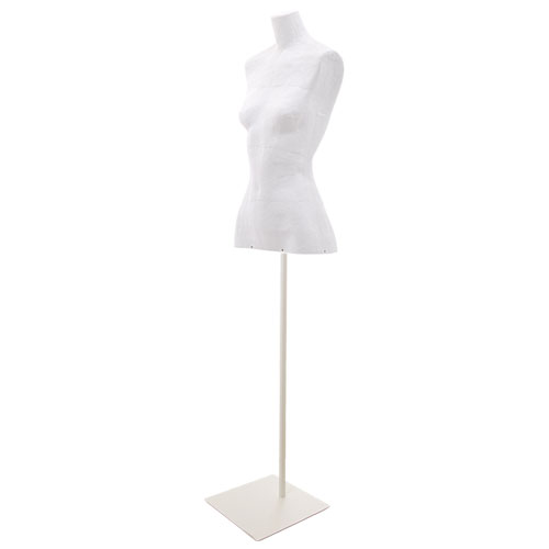 Busto donna in cartapesta con base quadra - bianco