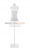 Busto donna in cartapesta con base quadra - bianco