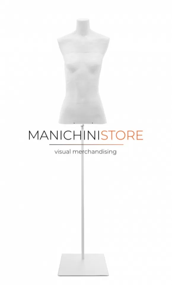 Noleggio busto donna in cartapesta con base quadra - bianco