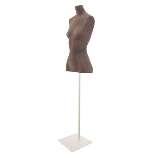 Busto donna in cartapesta con base quadra - tabacco
