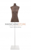 Busto donna in cartapesta con base quadra - tabacco
