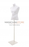 Busto uomo in cartapesta con base quadra - bianco