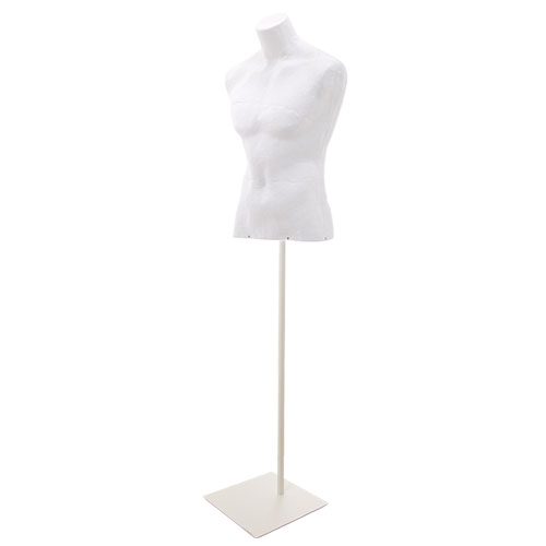 Busto uomo in cartapesta con base quadra - bianco