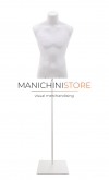 Busto uomo in cartapesta con base quadra - bianco