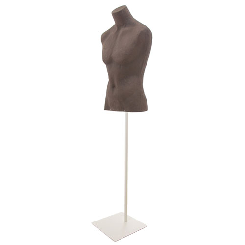 Busto uomo in cartapesta con base quadra - tabacco