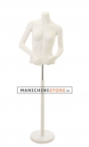 Busto donna corto con braccia e base tonda bianca