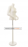 Busto donna corto con braccia e base tonda bianca