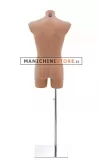 Busto manichino uomo carne con base cromata