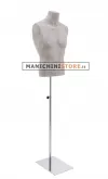 Busto uomo rivestito in cartapesta Cemento con base