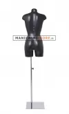 Busto manichino donna in plastica nera con base cromata