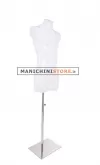 Busto manichino uomo opale lucido con base cromata