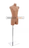 Busto manichino uomo carne con base cromata