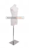 Busto manichino uomo bianco con base cromata