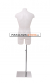 Busto manichino uomo bianco con base cromata