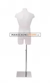 Busto manichino uomo bianco con base cromata