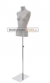 Busto donna rivestito in cartapesta Cemento con base