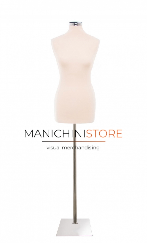 Female bust in Ivory fabric with rectangular chromed base