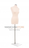 Female bust in Ivory fabric with rectangular chromed base