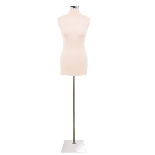 Female bust in Ivory fabric with rectangular chromed base