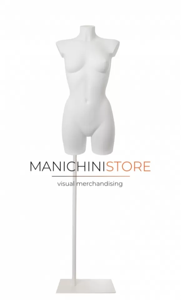 Busto manichino donna bianco con base bianca