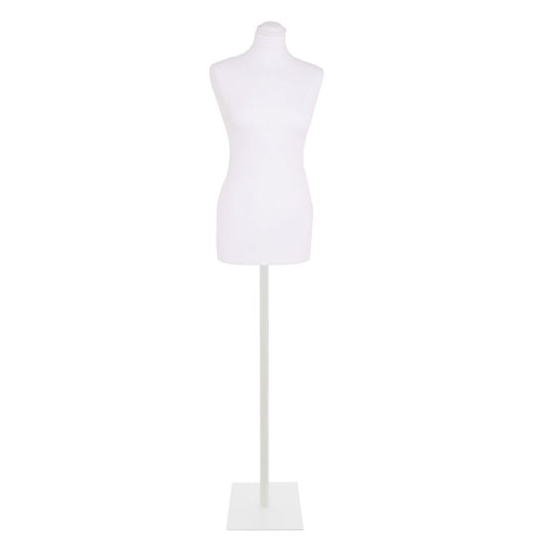 Busto donna bianco con base quadrata bianca