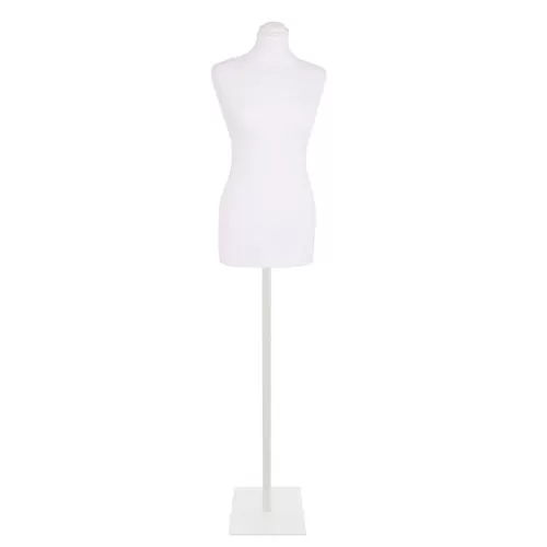 Busto donna bianco con base quadrata bianca