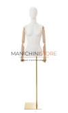 Busto donna con braccia legno e base rettangolare oro