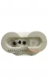 Busto donna in tessuto avorio con base tonda in legno