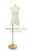 Busto donna in tessuto avorio con base tonda in legno
