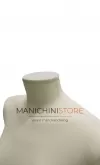 Busto donna in tessuto avorio con base tonda in legno