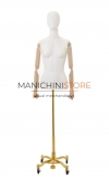 Busto donna con braccia legno e base worker oro